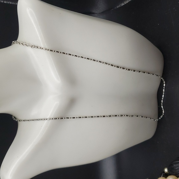 Silver tone bullet beaded spacer necklace N3324 - Picture 1 of 2